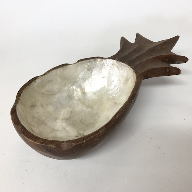 SERVING DISH, Teak Pineapple w Shell Inlay